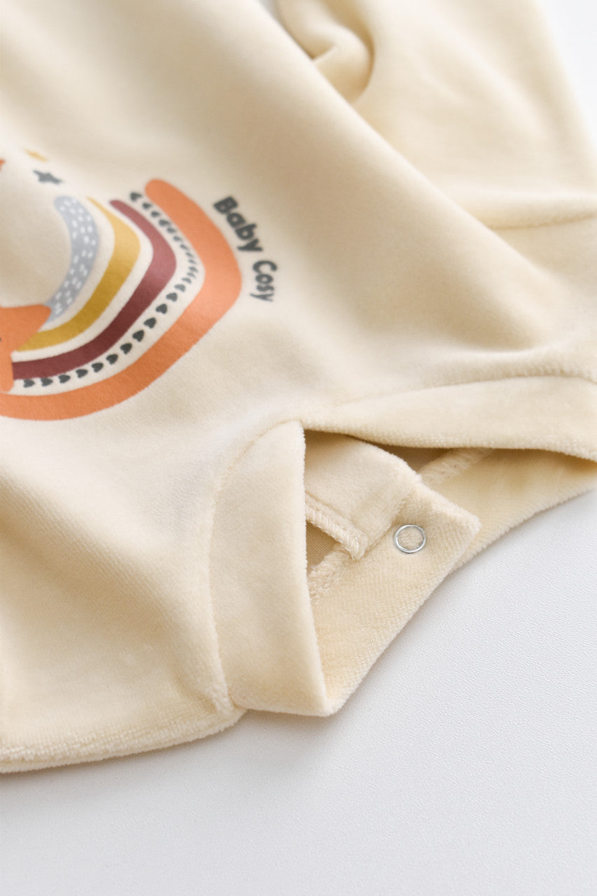 Salopeta Curcubeu cu maneca lunga si botosei din 80%bumbac organic si 20% poliester - , BabyCosy